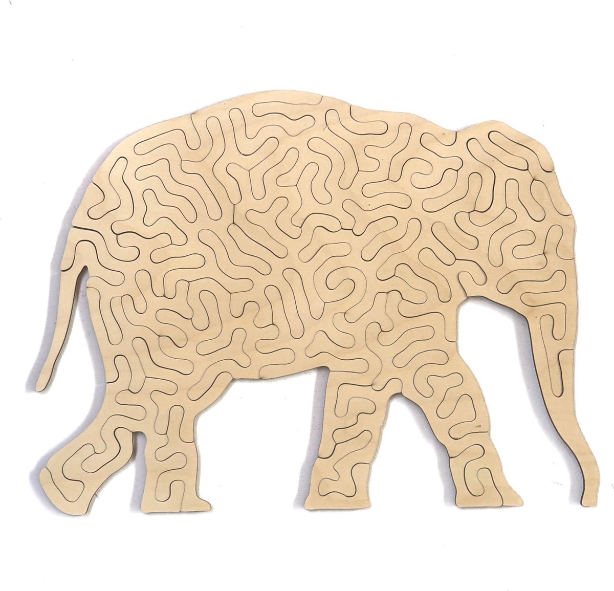 Olifant | Houten Kinderpuzzel | Entropy serie | 35 stukjes| A4 | Legpuzzel | Jigsaw| Geproduceerd in Nederland | Kaboomlaser